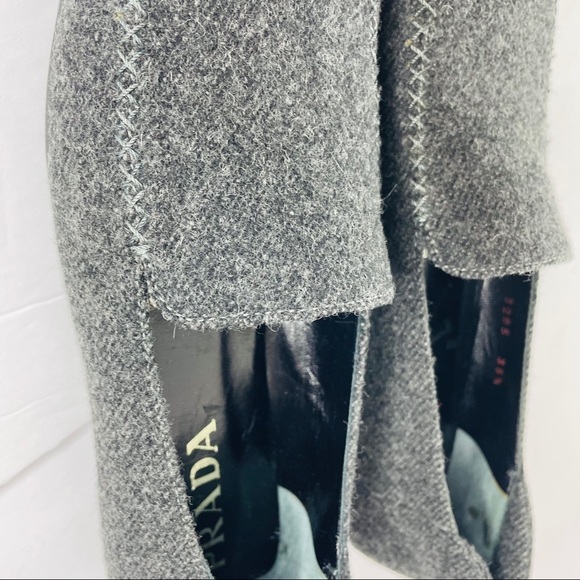 New Prada Loafers Wool Flats Gray Shoes US 5.5 - Picture 6 of 10